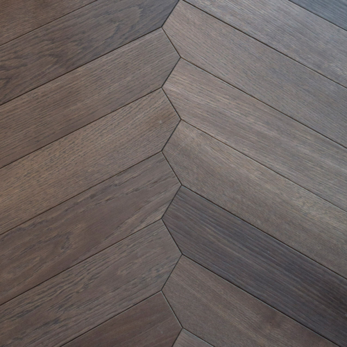 Jazz herringbone in Oak: smoked, brushed, stained, varnished.