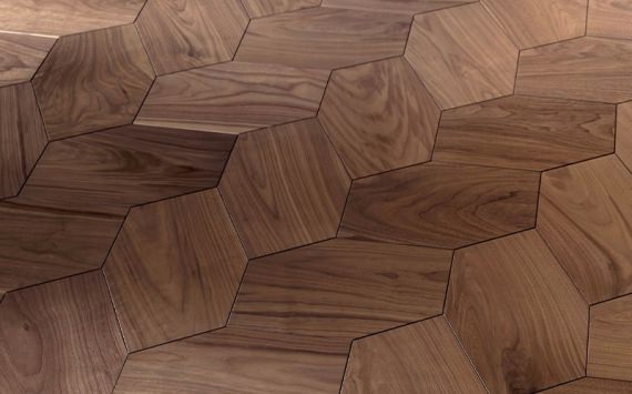 Ombre modular geometric wood floor. Design Panels.